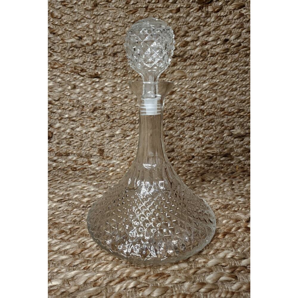 Vintage Genie Style Crystal Clear Glass Decanter Designer Style 11" Tall